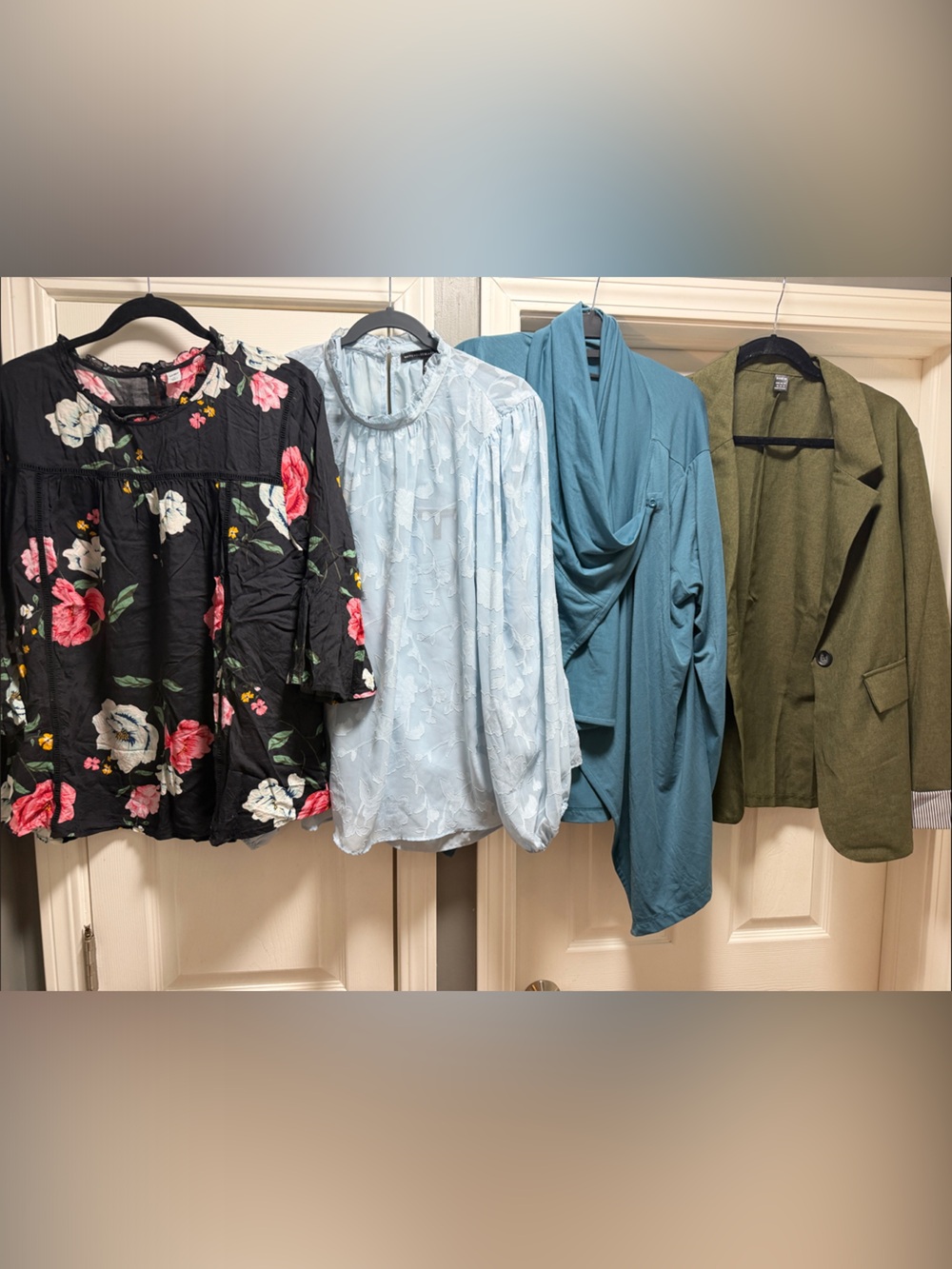 White House Black Market Black Floral Peasant Top